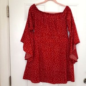 Red dress with  White polka dots size L